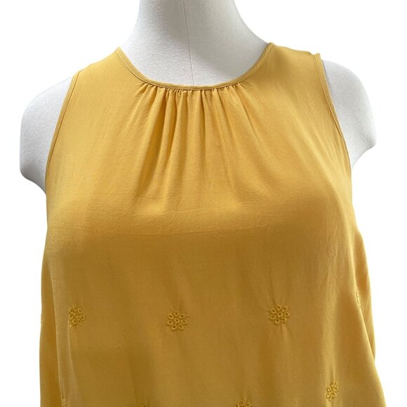 Ava Viv Yellow Tank Top 2X Boho Eyelet Embroidered Scallop Hem Flowy Festival - Picture 8 of 8